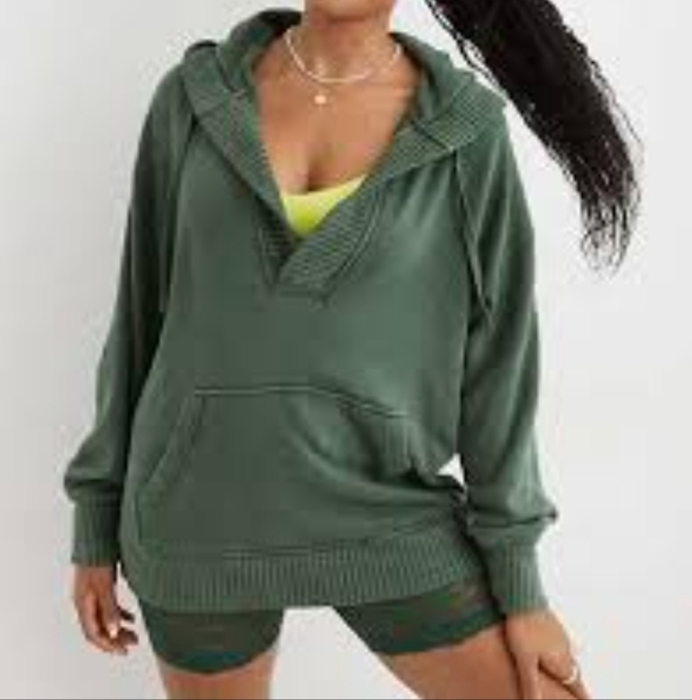 Aerie CottonnGreen Hoodie Sweatshirt